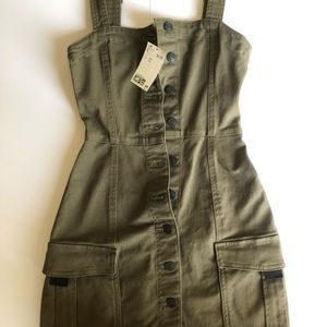 H & M Divided Army Green Button Dress New 3XS